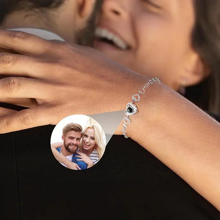 Bracelet personnalisé avec photo intégrée pour femmes, bracelet de projection unique, bracelet de suivi d'humeur, bracelet photo personnalisé, bracelet à la mode avec photo à l'intérieur