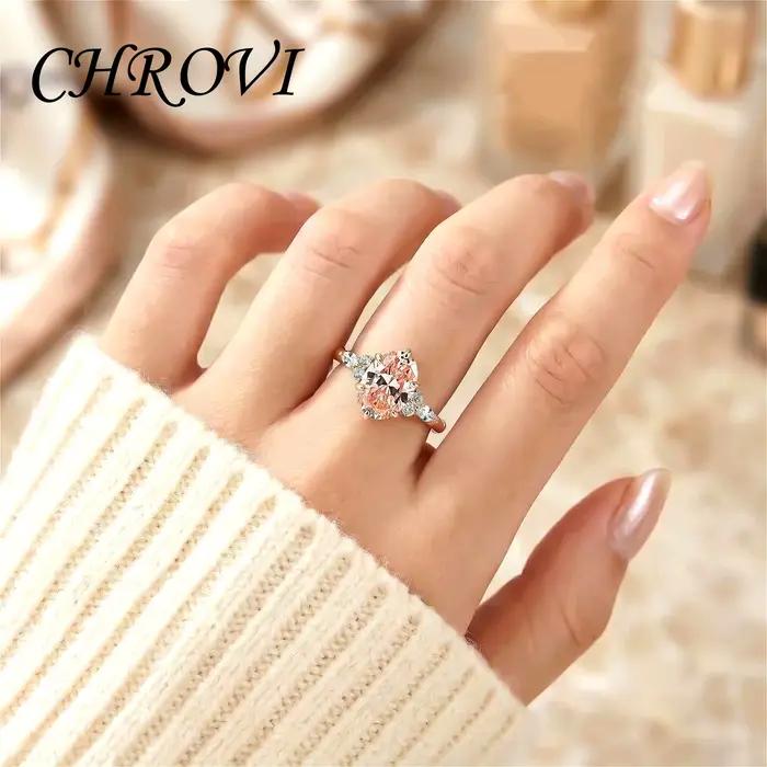 Bague vintage en argent sterling 925 rose et orange sertie de diamants à haute teneur en carbone, bague de mariage torsadée pour femme