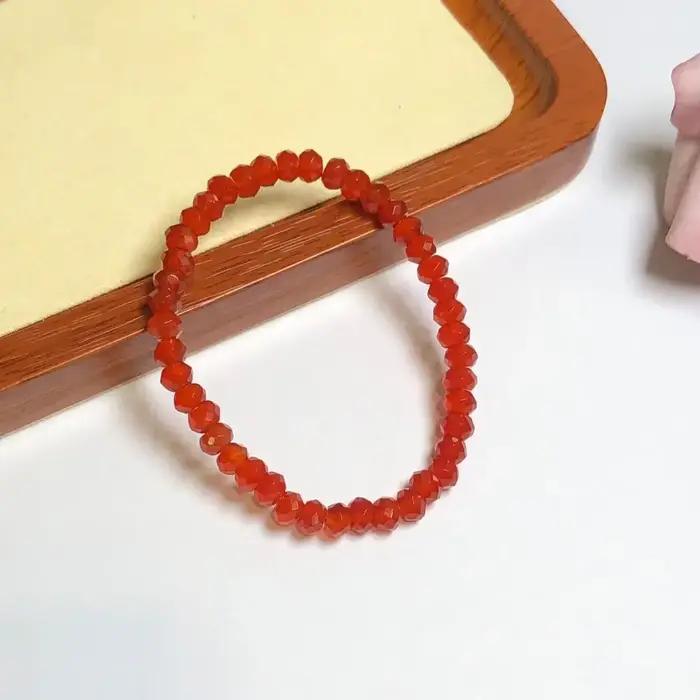 Bracelets de perles à facettes en Agate rouge naturelle de haute qualité