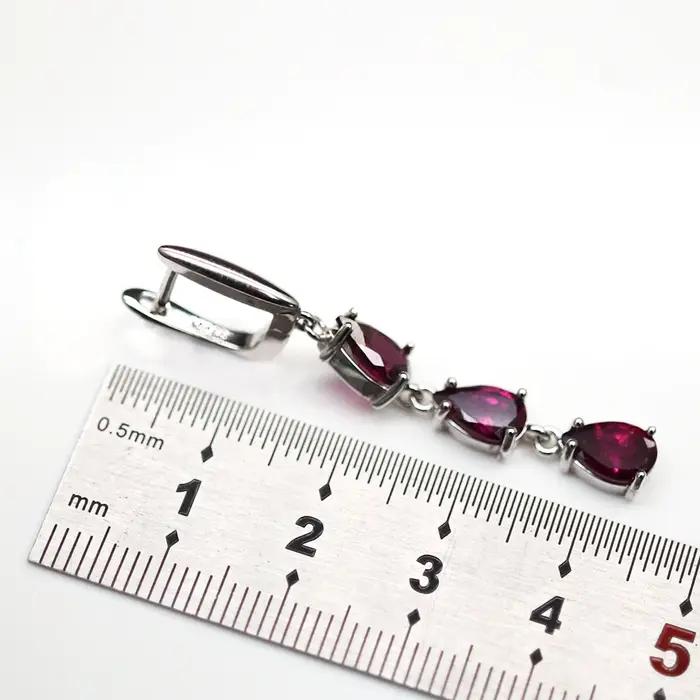 Boucles d'oreilles en argent sterling 925 serties de rhodolite brésilienne pour femmes occasions de gala élégantes