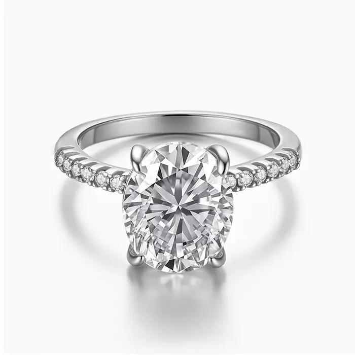 Bague de fiançailles MOVESKI 5CT en moissanite taille ovale pour femme