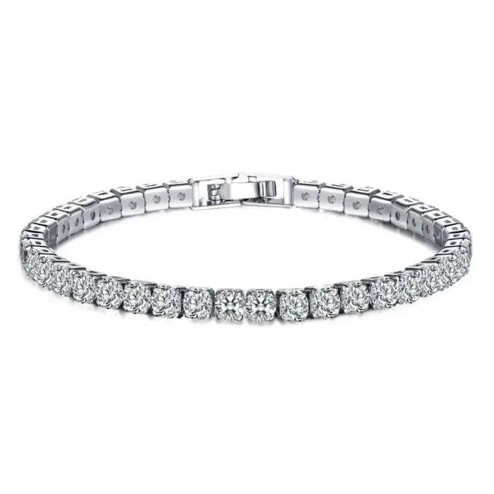Bracelet de tennis en argent regardé 925 pour femme, incrusté de zinc, cristal galvanisé, or 18 cara