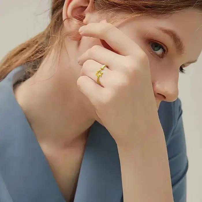 YILUOCD – bague juive en Zircon hexagonal creux pour femmes