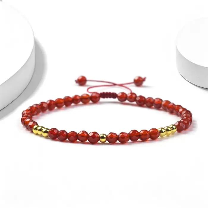 Bracelet réglable tressé en pierre naturelle