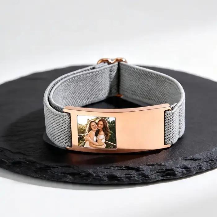 Bracelet élastique personnalisé avec photo pour homme et femme