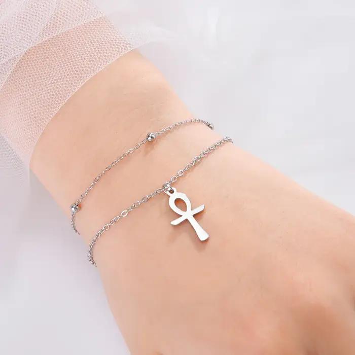 Dawapara Ankh croix Bracelet de cheville religieux égyptien clé de vie