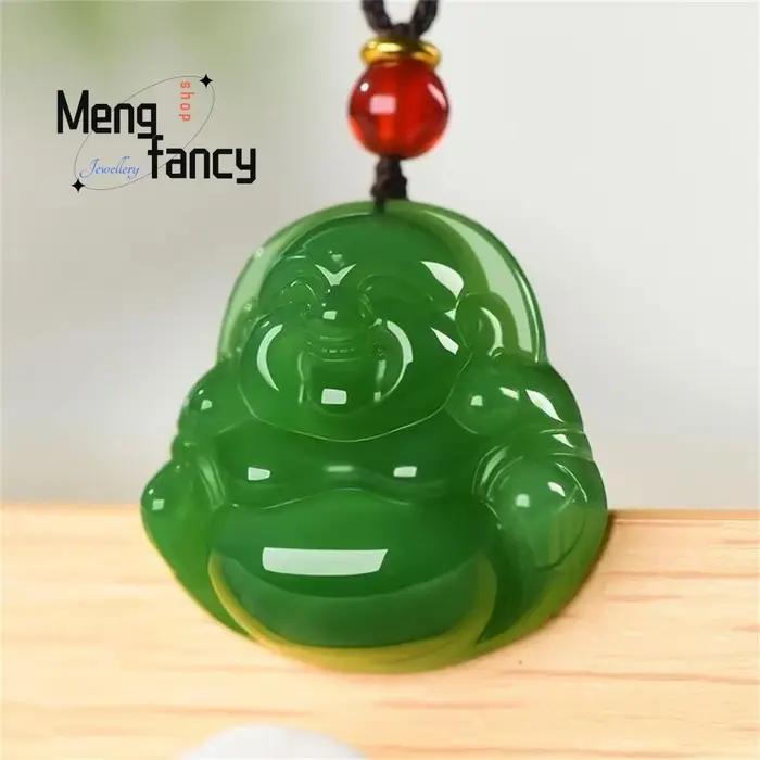 Pendentif bouddha Maitreya en Jade Hetian naturel, violet fumé, eau claire, sept couleurs, bijoux exquis à la mode, cadeaux de vacances populaires