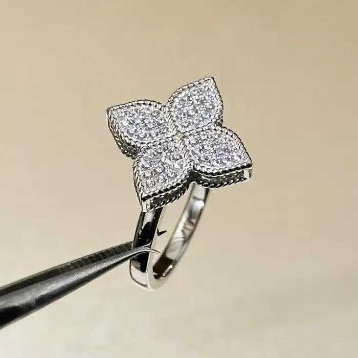 Bague en argent Sterling 925 véritable pour femme, Design de marque de luxe, trèfle, pétale de fleur