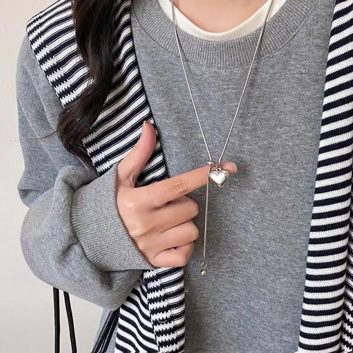 LATS – collier Long en acier inoxydable avec perles baroques pour femmes
