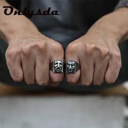 Bague gothique anillos mujer individualité ornements masque en acier inoxydable Bague Vintage pour h