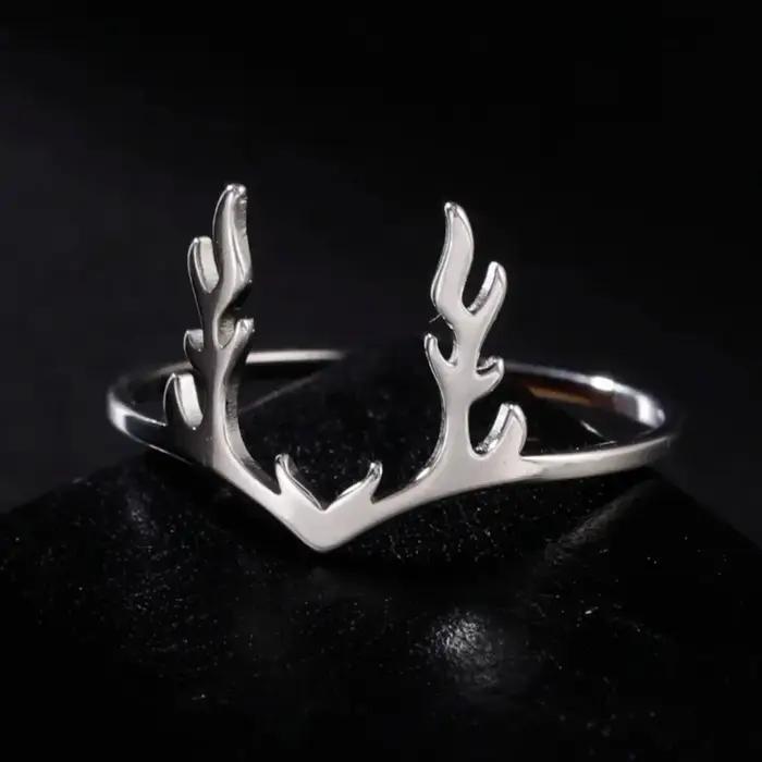 Bague en bois de renne simple pour homme et femme