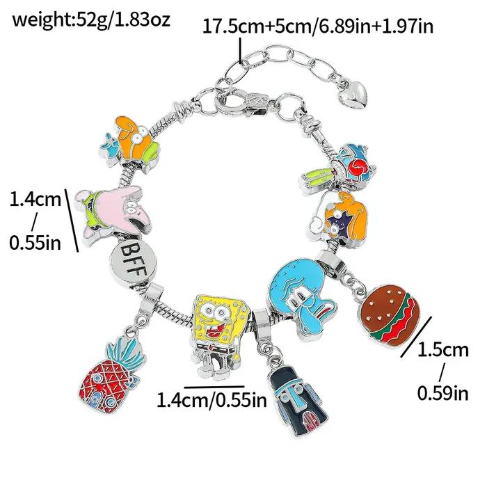 Bracelet de dessin animé Bob l'éponge - Pendentif maison d'ananas avec inscription BFF, bijoux pour