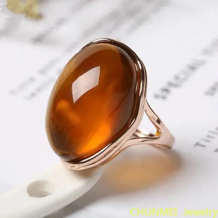 Bague d'ambre de la baltique naturelle réglable pour femmes, anneaux d'ambre de sang, cadeaux pour p