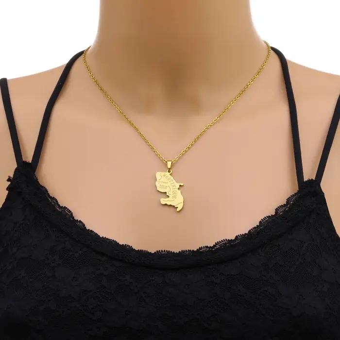 Pendentif en acier inoxydable de la ville de la Martinique pour homme et femme, bijou ethnique pour anniversaire et cadeau culturel caribéen