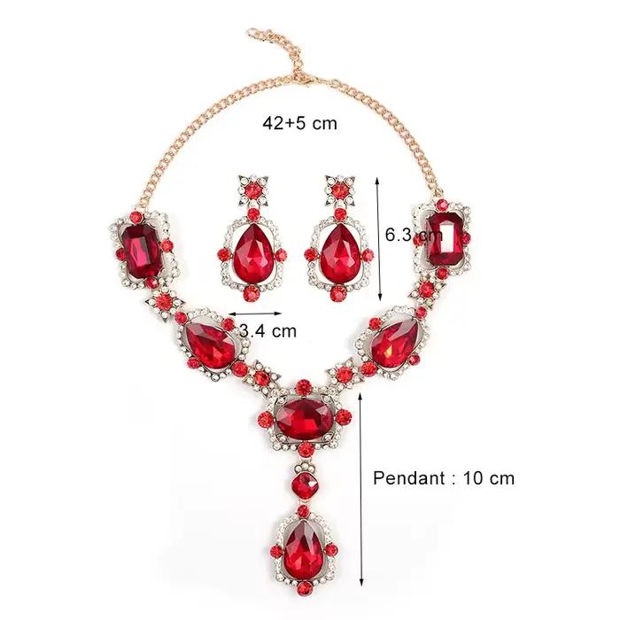 Boucles d'oreilles et collier ras du cou en biscuits cristal pour dames