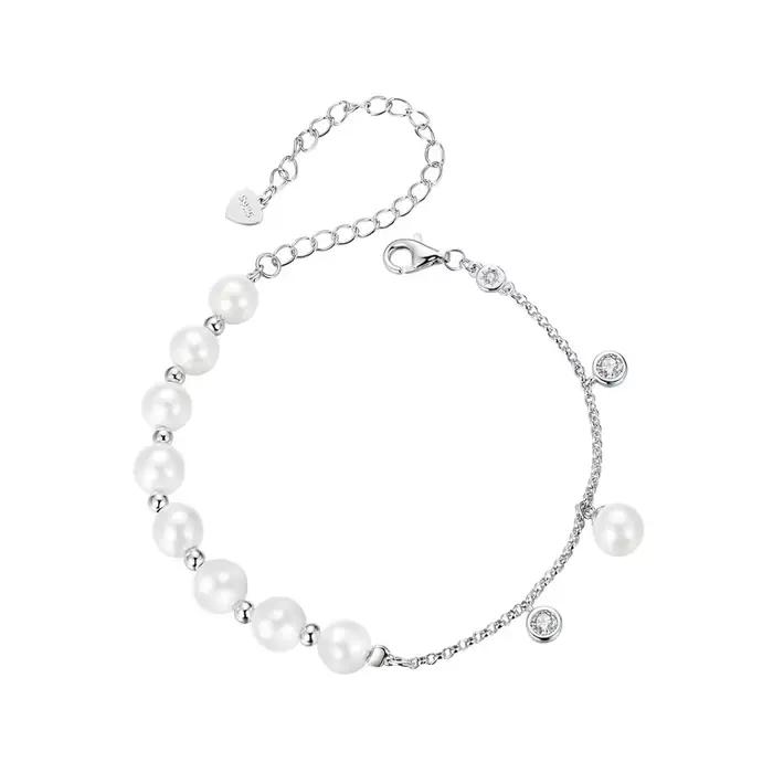 BAMOER-Bracelet de perles en argent regardé 925, lien de culture baroque JO, plaqué or, bijoux délic