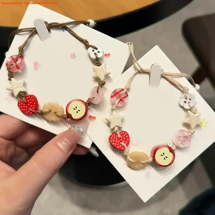E06E Bracelet des pommes à charme élégant avec des cadeaux spéciaux corde couleur vibrante pour les filles