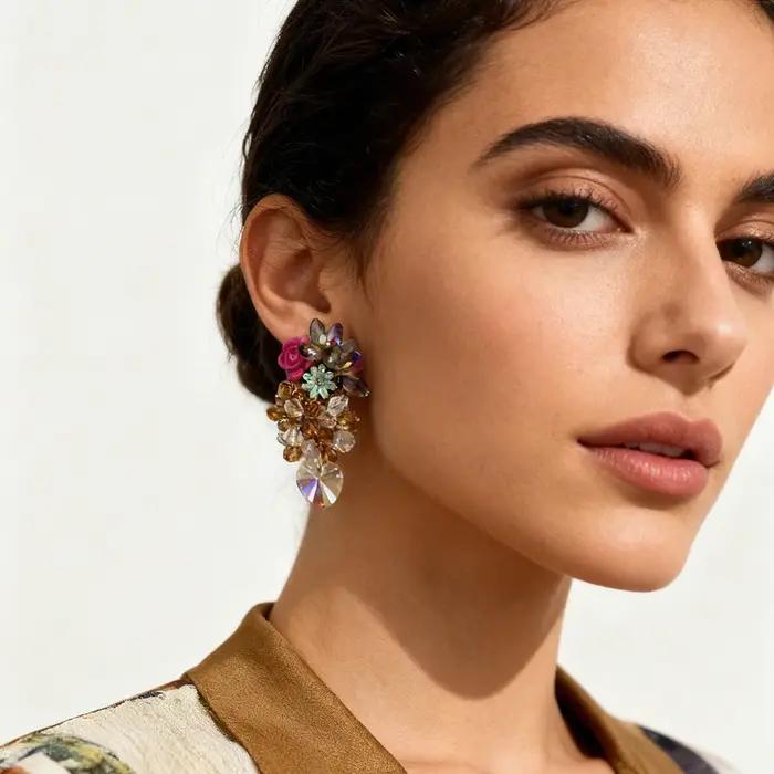 Boucles d'oreilles bohème en forme de fleur acrylique pour femmes