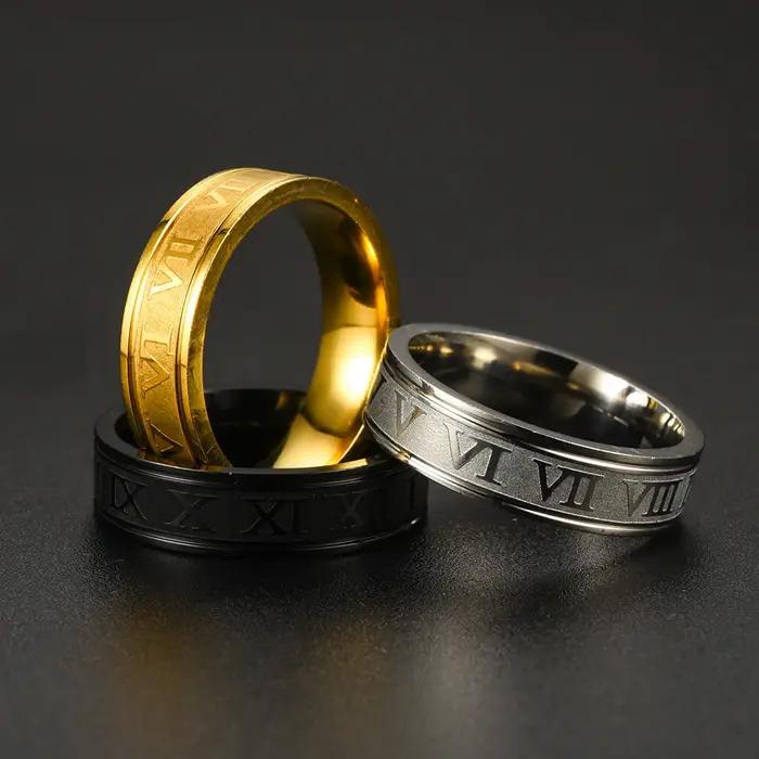Bague de couple en acier inoxydable pour hommes et femmes