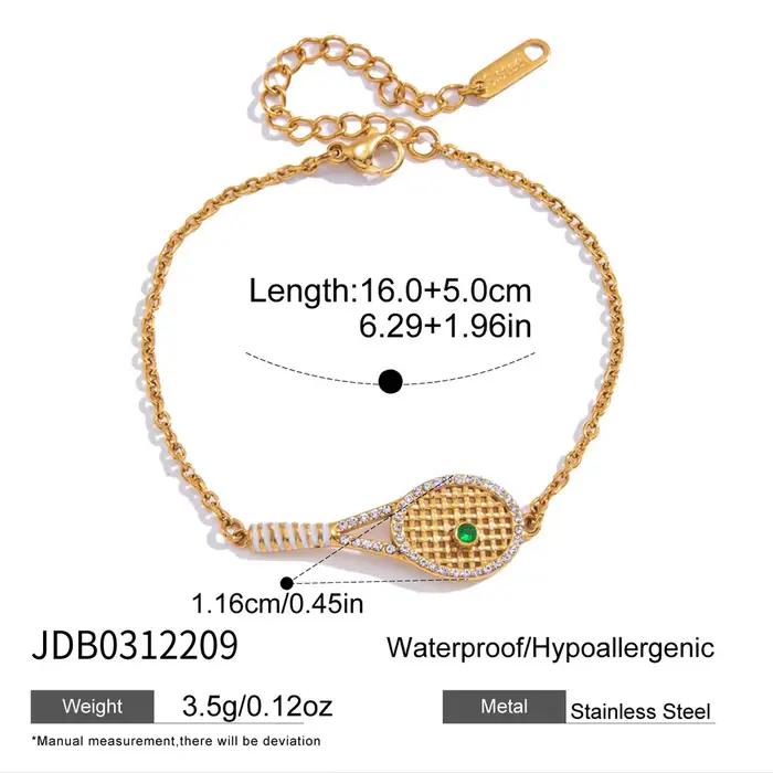 Bracelet chaîne de raquette de tennis Zora Sporty Zircon pour femmes, plaqué or 18 carats, acier ino