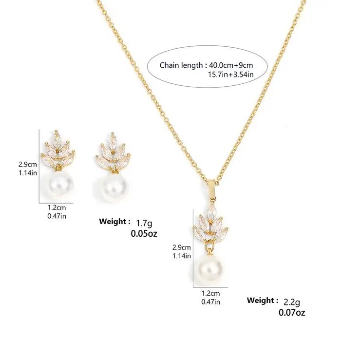 Ensemble de bijoux ZAKOL imitation perle zircone avec boucles d'oreilles et collier pour femmes occasions spéciales mariage et fête
