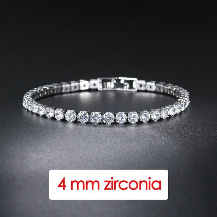 Hiphop Tennis Bracelet Homme glacé 3/4/5mm zircon cubique hommes chaîne en cristal sur la main Hip-h