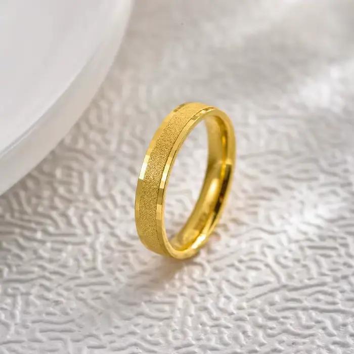 Bague de couple en or véritable 24 carats pour homme et femme