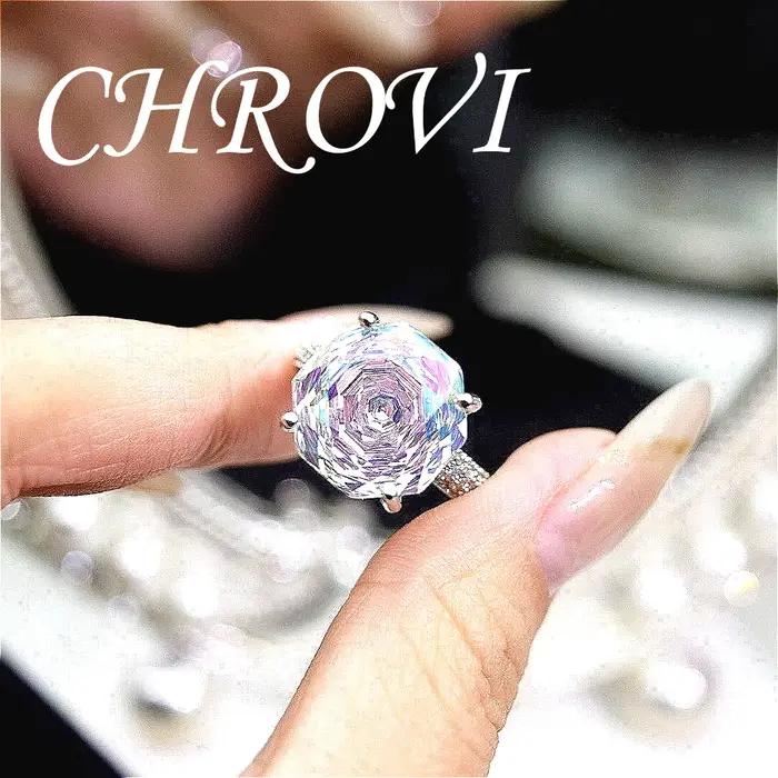 Bague en argent sterling 925 à la mode, sertie de diamants roses et de pierres précieuses colorées brillantes pour femmes