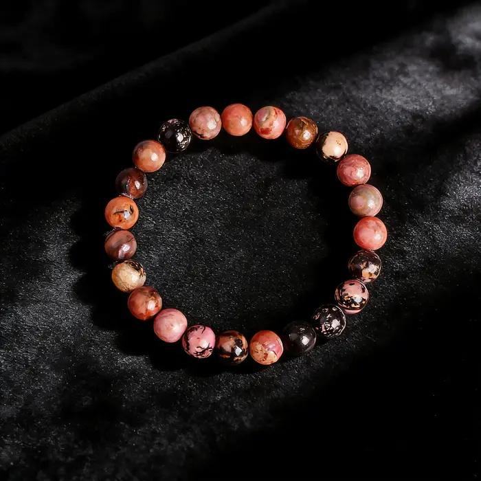 Bracelet Rhodonite pierre naturelle pour femmes et hommes, bracelet de guérison énergie équilibrée et vitalité, bijoux pour occasions spéciales