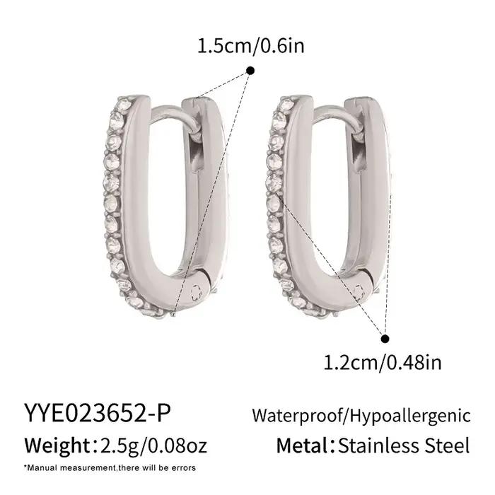 Boucles d'oreilles clous Miia en zircone de haute qualité en forme de U, plaquées or 18 carats, en a