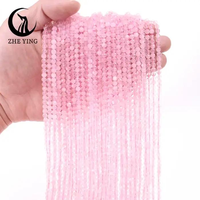 Perles de pierre précieuse en quartz rose 100% naturel, 4 mm, perles rondes facettées, pour la fabrication de bracelets, colliers et boucles d'oreilles