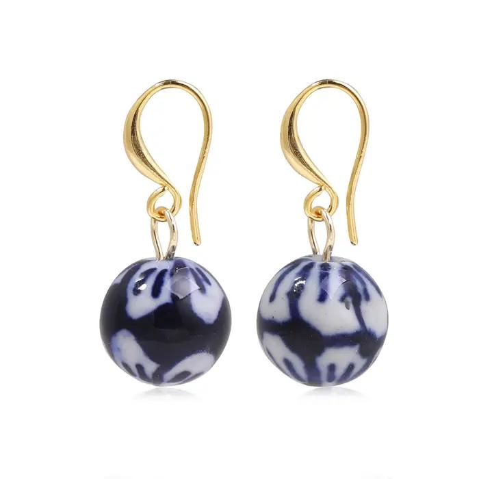 Boucles d'oreilles en céramique pour femmes, à la mode, simples, élégantes, Style rétro, bijoux exqu