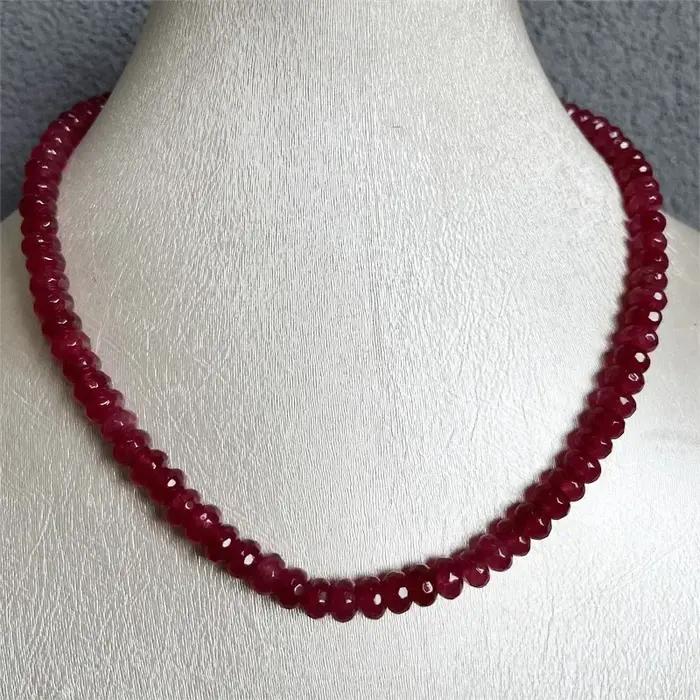 Collier Rare Rouge à Facettes en Pierre Naturelle