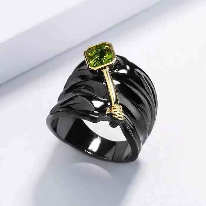 Bague en topaze incrustée bicolore, argent 925, conception spéciale, or noir, fiançailles, fête de mariage, bague pour travailleurs, vente en gros, offre spéciale