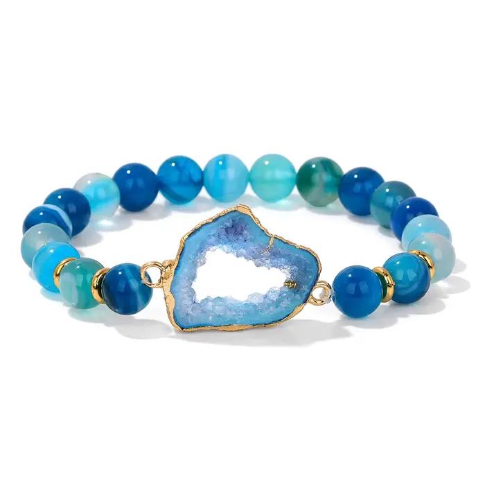 Bracelet de perles en pierre d'agates rouges rayées