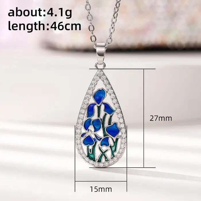 CAOSHI – collier élégant avec pendentif en émail en forme de fleur bleue