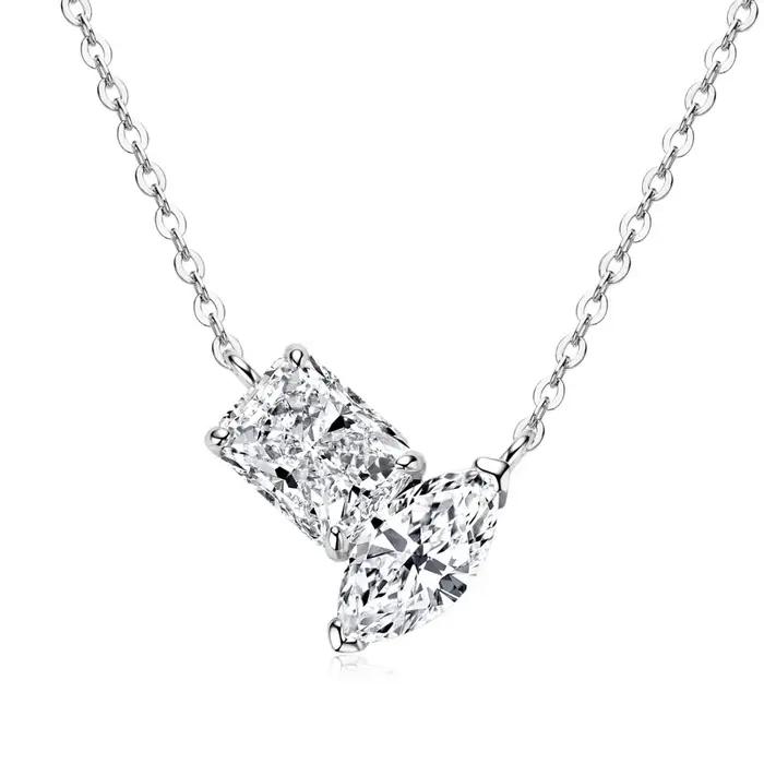 M-JAJA 3ct Moissanite pendentif collier pour femmes coupe rayonnante/coupe Marqusie diamant pendenti