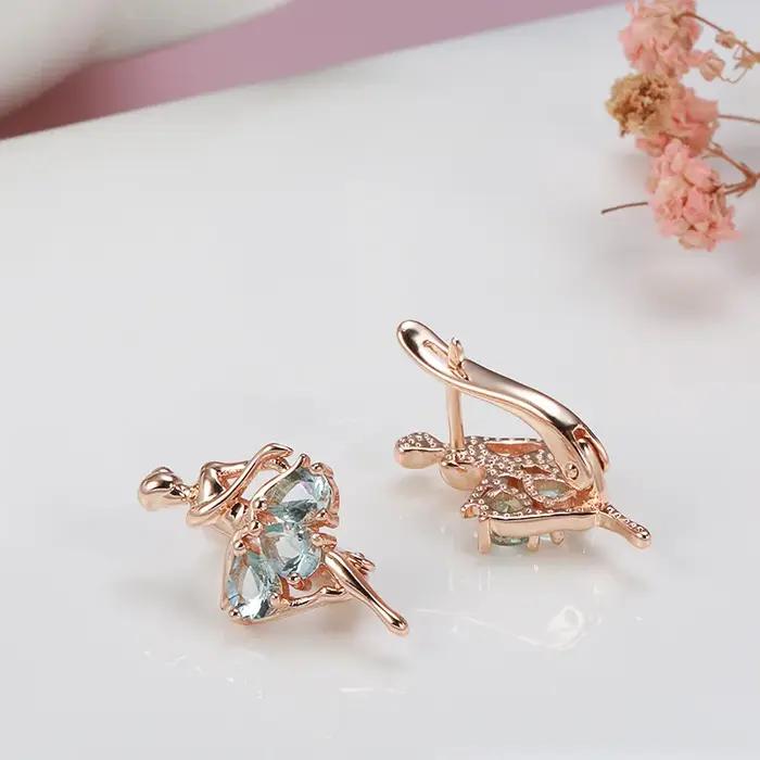 Boucles d'oreilles en or Rose véritable pour femmes