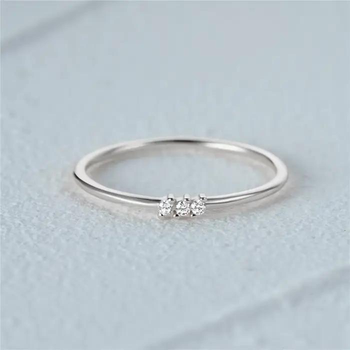 Bague minimaliste en argent regardé S925 pour femme