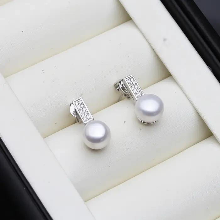 Boucles d'oreilles à tige perle rose en argent Chim925, boucles d'oreilles perle d'eau douce naturel