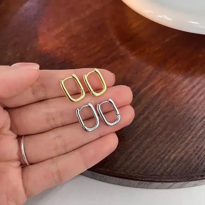 Boucles d'oreilles carrées en argent Sterling 925 pour femmes