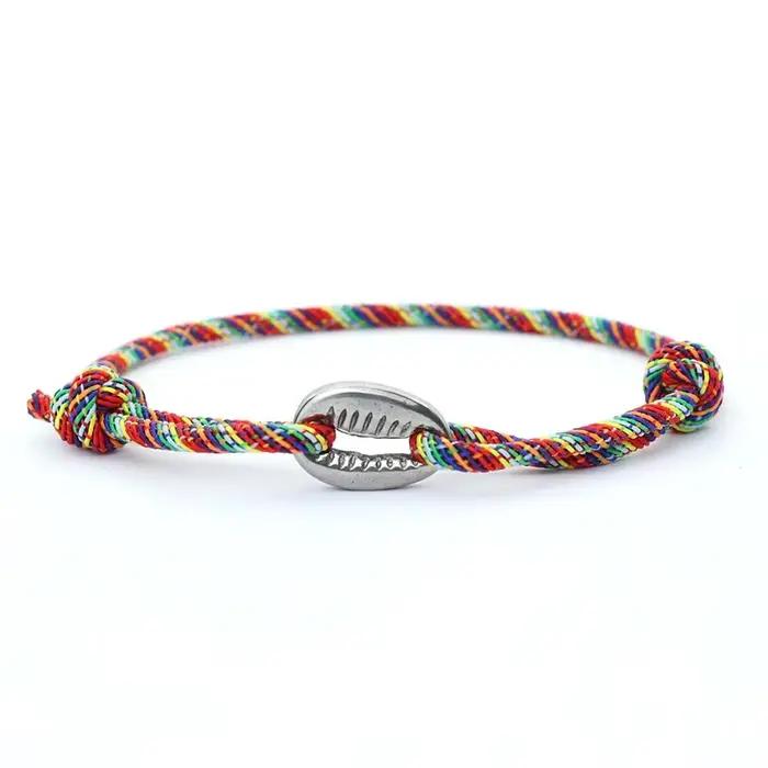 Bracelet en macramé en corde tissée à la main pour hommes, réglable, en Nickel, coque noire, pour l'été, la plage, le surfeur, Pulseira Corda Masculina