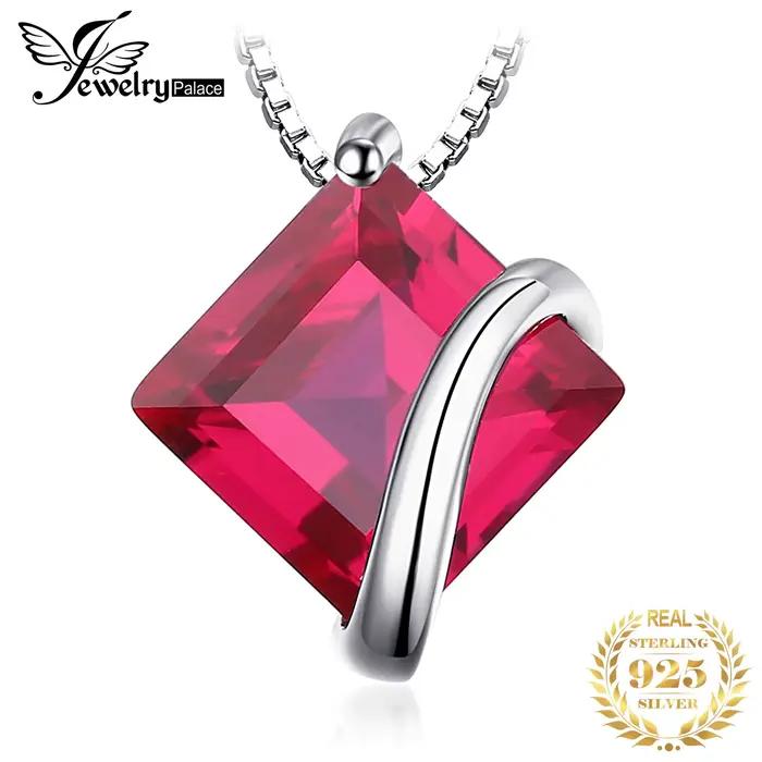 JewelpopPalace-Collier carré avec pendentif en argent regardé 925, tour de cou avec pierres précieus