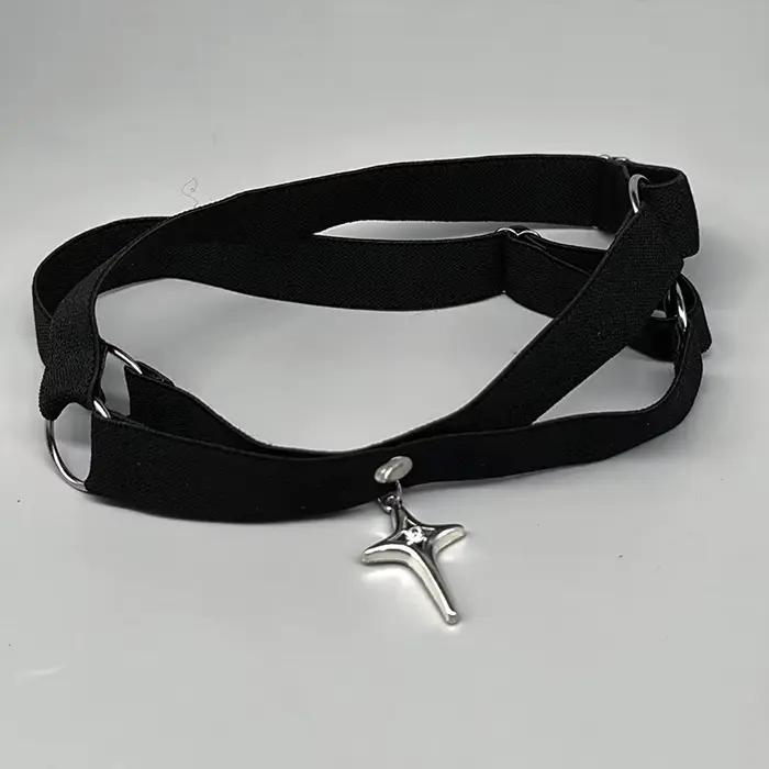 Gothique Punk élastique cuisse jarretière étoile pendentif jambe harnais sangles Bandages jambe enve