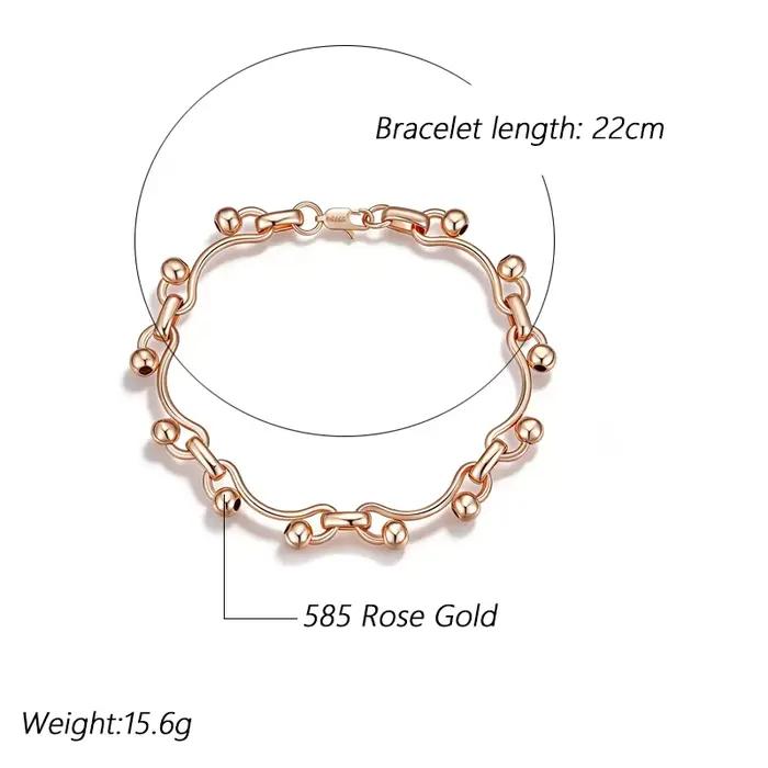 Kinel – Bracelet brillant à la mode pour femmes, or Rose 585, accessoires quotidiens simples, bijoux fins de haute qualité pour mariées