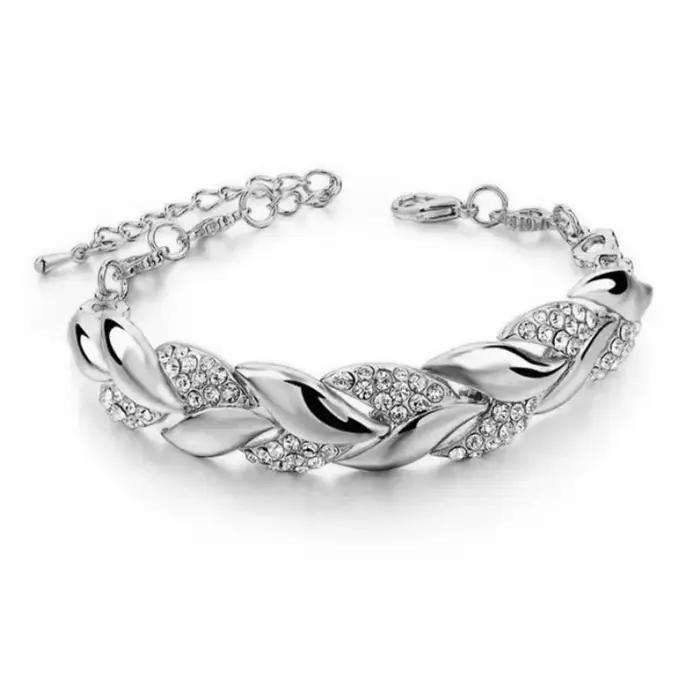 Nouvelle mode de luxe couleur or feuille couple Bracelets pour femme hommes charme plein de Zircon cristal bracelet bijoux accessoires cadeau