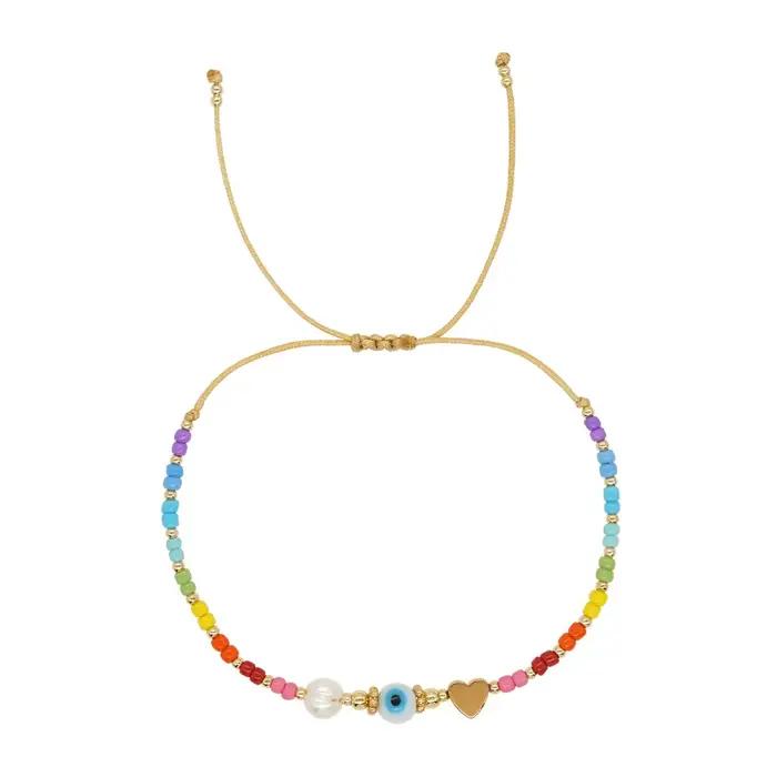 Go2boho mauvais œil plaqué or Bracelet de perles à breloques femmes Pulsera bijoux à la main chaîne Boho coloré Miyuki