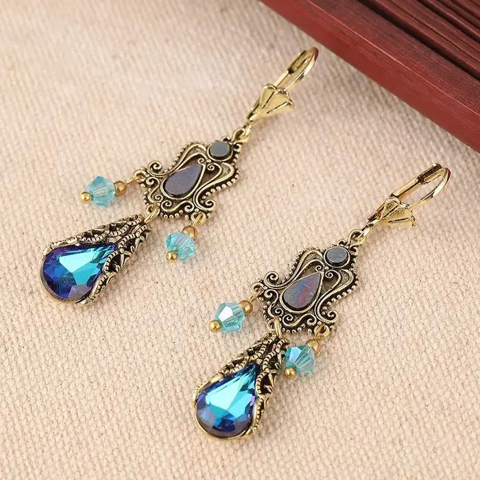Boucles d'oreilles pendantes esthétiques en métal vintage