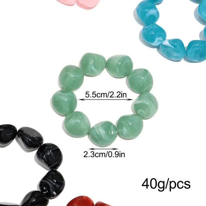 Nouveau Bracelet Extensible Bohème en Perles Irrégulières Colorées en Forme de Pierre