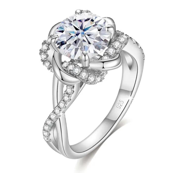Szjinao Bague étoile de FC Moissanite 3 carats pour femme